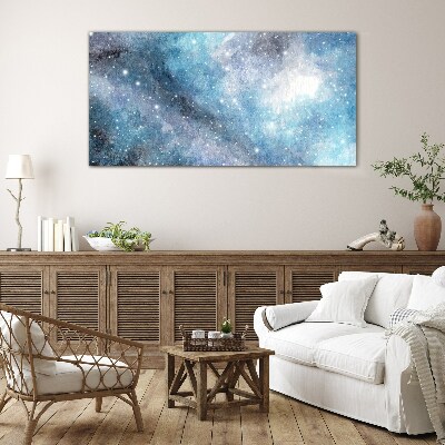 Schilderij op glas Een kosmische nevel in tinten blauw
