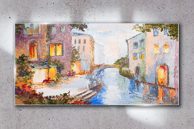 Foto op glas De charmante grachten in de stad