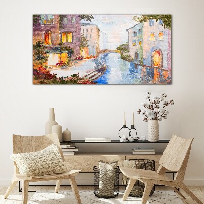 Foto op glas De charmante grachten in de stad