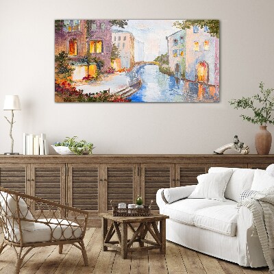 Foto op glas De charmante grachten in de stad