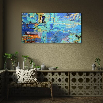 Foto op glas Abstracte compositie in blauwe tinten