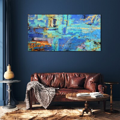 Foto op glas Abstracte compositie in blauwe tinten