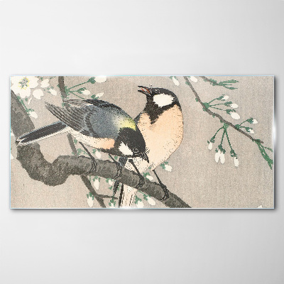 Schilderij op glas Vogels op een tak