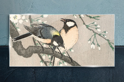Schilderij op glas Vogels op een tak