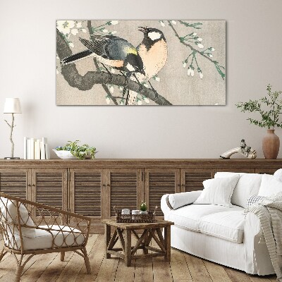 Schilderij op glas Vogels op een tak