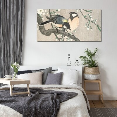 Schilderij op glas Vogels op een tak
