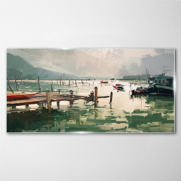 Foto op glas Een rustige haven in de ochtend