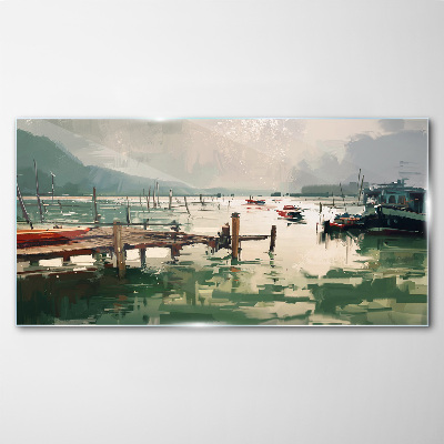 Foto op glas Een rustige haven in de ochtend