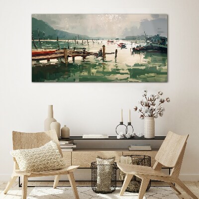 Foto op glas Een rustige haven in de ochtend