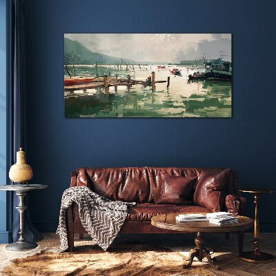 Foto op glas Een rustige haven in de ochtend