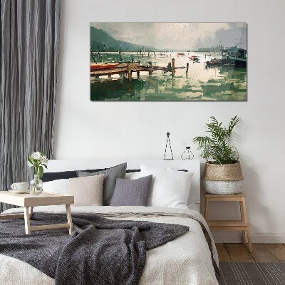 Foto op glas Een rustige haven in de ochtend