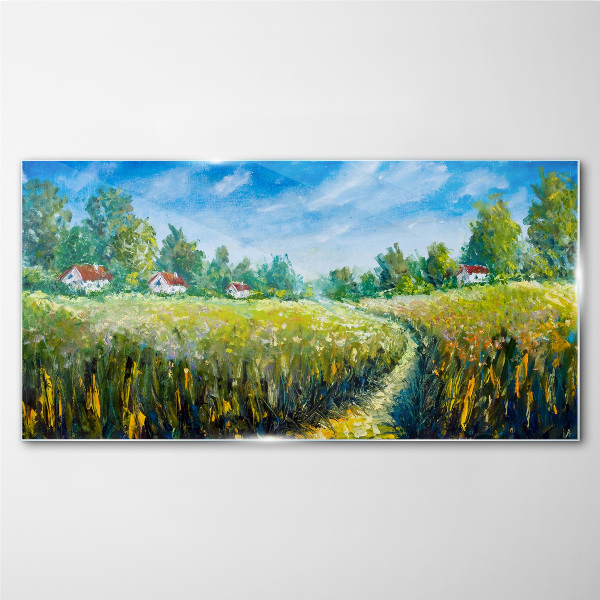 Glas foto Zomerlandschappen met landhuizen