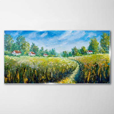 Glas foto Zomerlandschappen met landhuizen