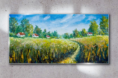Glas foto Zomerlandschappen met landhuizen