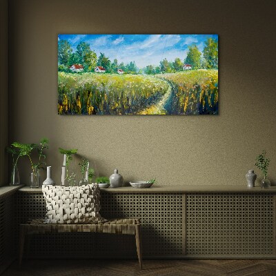 Glas foto Zomerlandschappen met landhuizen