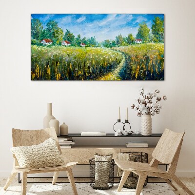 Glas foto Zomerlandschappen met landhuizen