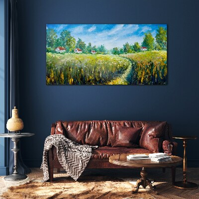 Glas foto Zomerlandschappen met landhuizen