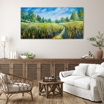 Glas foto Zomerlandschappen met landhuizen