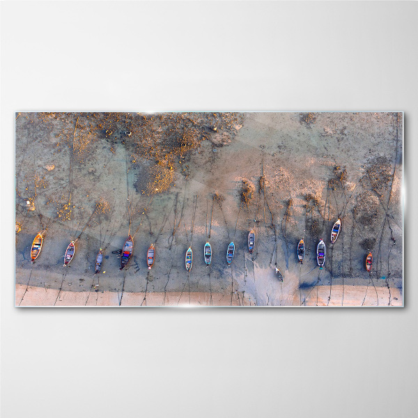 Schilderij op glas Een rustige haven in het zonsonderganglicht