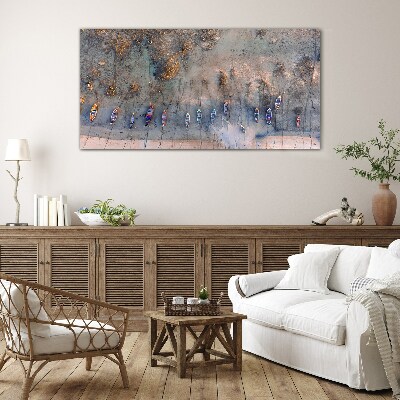 Schilderij op glas Een rustige haven in het zonsonderganglicht