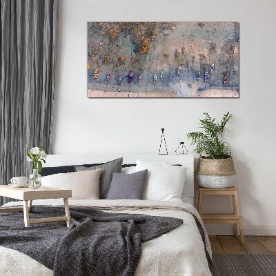 Schilderij op glas Een rustige haven in het zonsonderganglicht