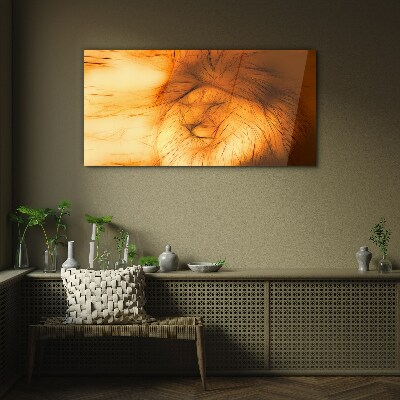 Glas foto Gouden Leeuw in abstracte vorm