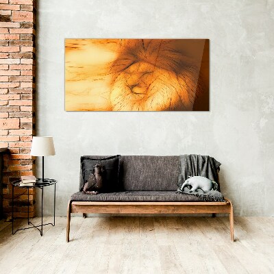 Glas foto Gouden Leeuw in abstracte vorm