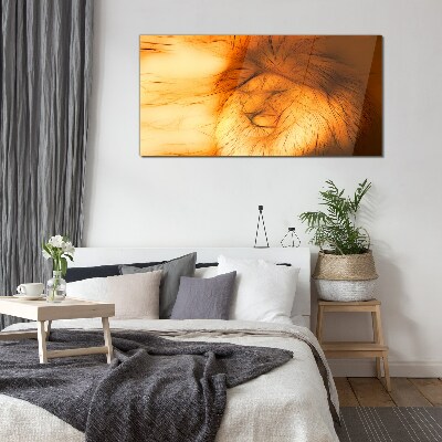 Glas foto Gouden Leeuw in abstracte vorm