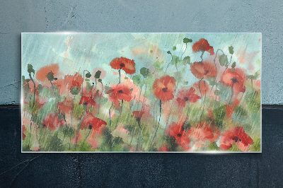 Schilderij op glas Een bloemenlandschap in de lentesfeer