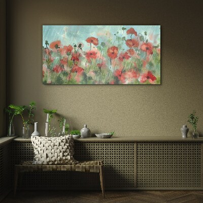 Schilderij op glas Een bloemenlandschap in de lentesfeer
