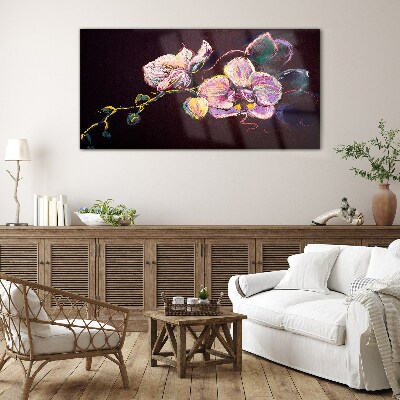 Glas foto Bloemencompositie op een donkere achtergrond