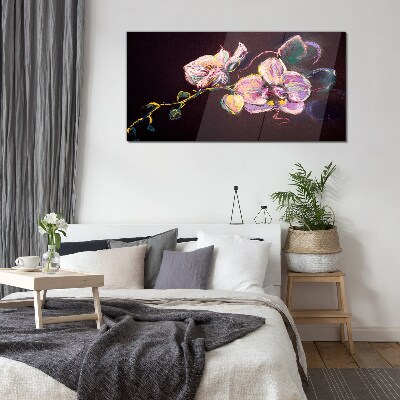 Glas foto Bloemencompositie op een donkere achtergrond