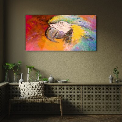 Schilderij op glas Tropische papegaai in de kleuren van vreugde