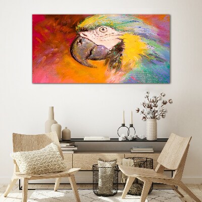 Schilderij op glas Tropische papegaai in de kleuren van vreugde