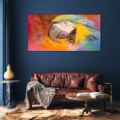 Schilderij op glas Tropische papegaai in de kleuren van vreugde