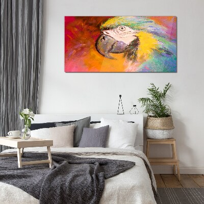 Schilderij op glas Tropische papegaai in de kleuren van vreugde