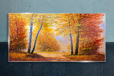 Schilderij op glas Gouden herfst in het bos