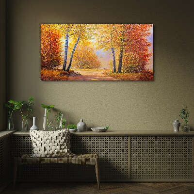 Schilderij op glas Gouden herfst in het bos