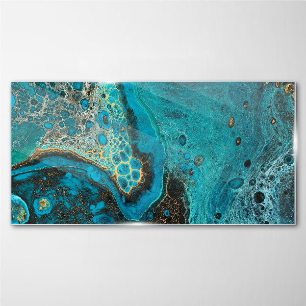 Glas foto Oceaan golven in blauwe tinten