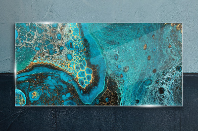 Glas foto Oceaan golven in blauwe tinten