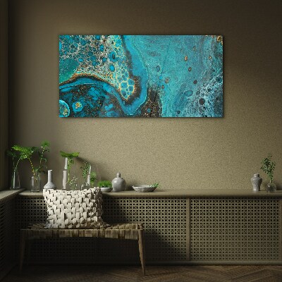 Glas foto Oceaan golven in blauwe tinten