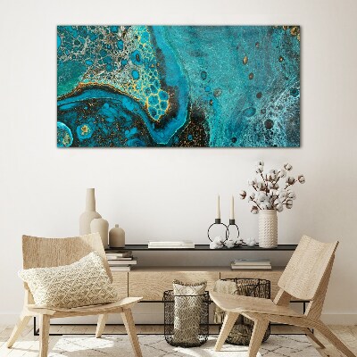 Glas foto Oceaan golven in blauwe tinten