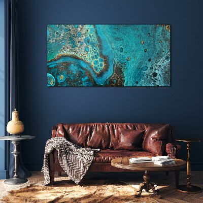 Glas foto Oceaan golven in blauwe tinten