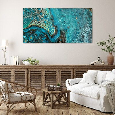 Glas foto Oceaan golven in blauwe tinten