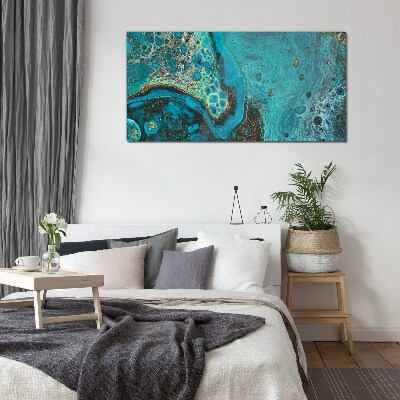 Glas foto Oceaan golven in blauwe tinten