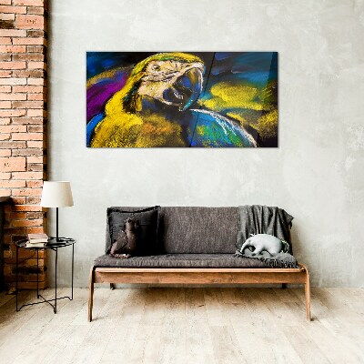 Glas foto Kleurrijk portret van een papegaai