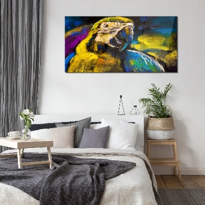 Glas foto Kleurrijk portret van een papegaai