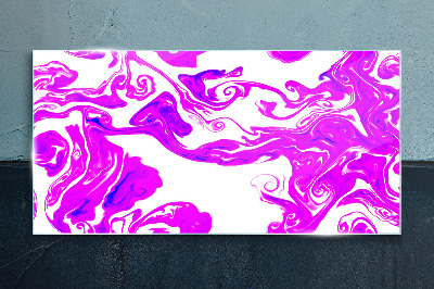 Glas foto Paarse wervelingen op een witte achtergrond