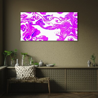 Glas foto Paarse wervelingen op een witte achtergrond