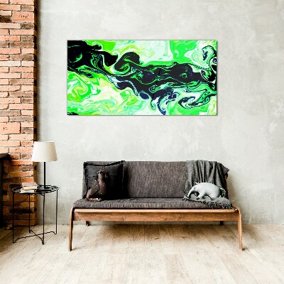 Schilderij op glas Groene wervelingen van abstractie